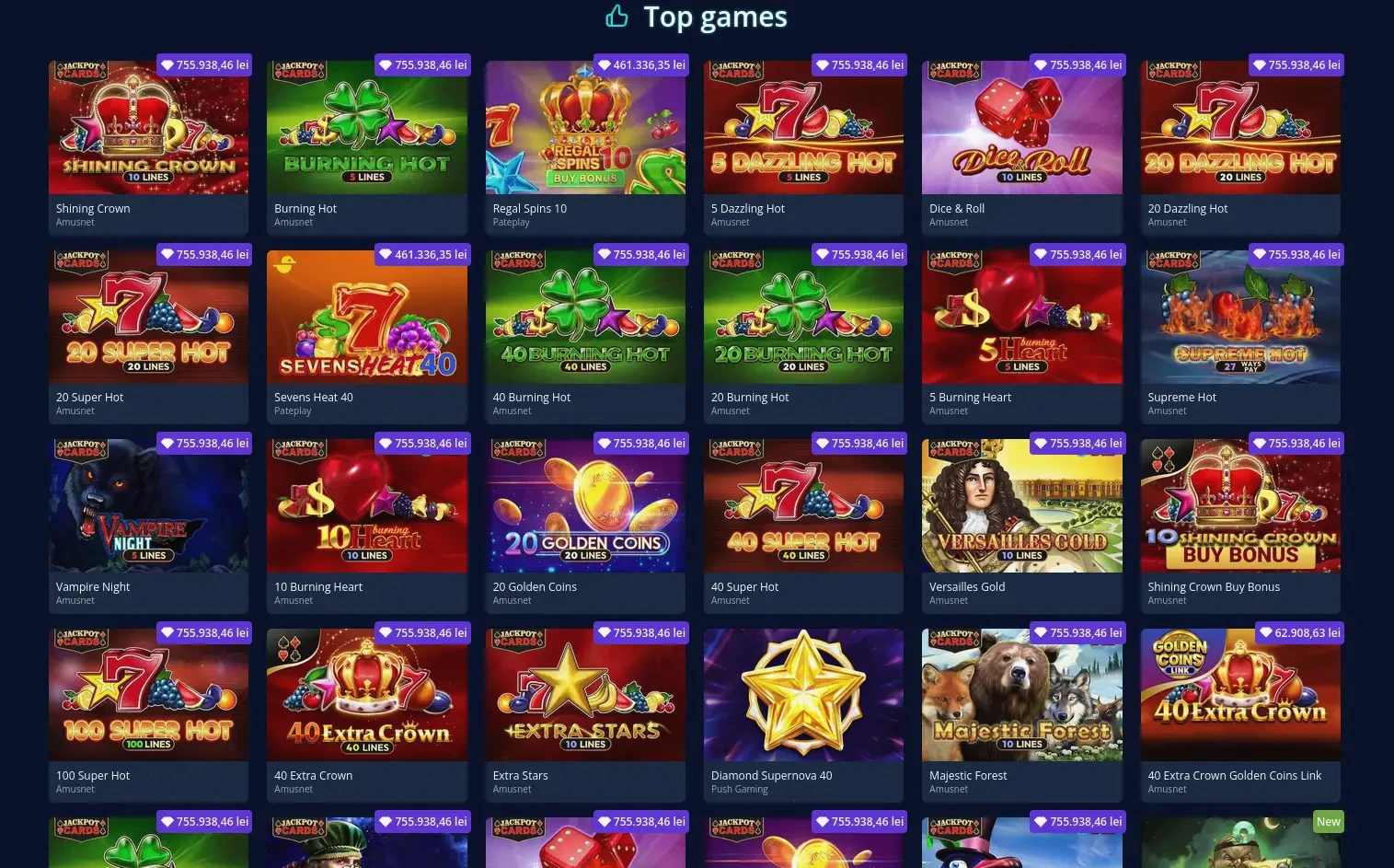 Grande Vegas casino account dashboard showing deposit and bonus sections for Canadian players